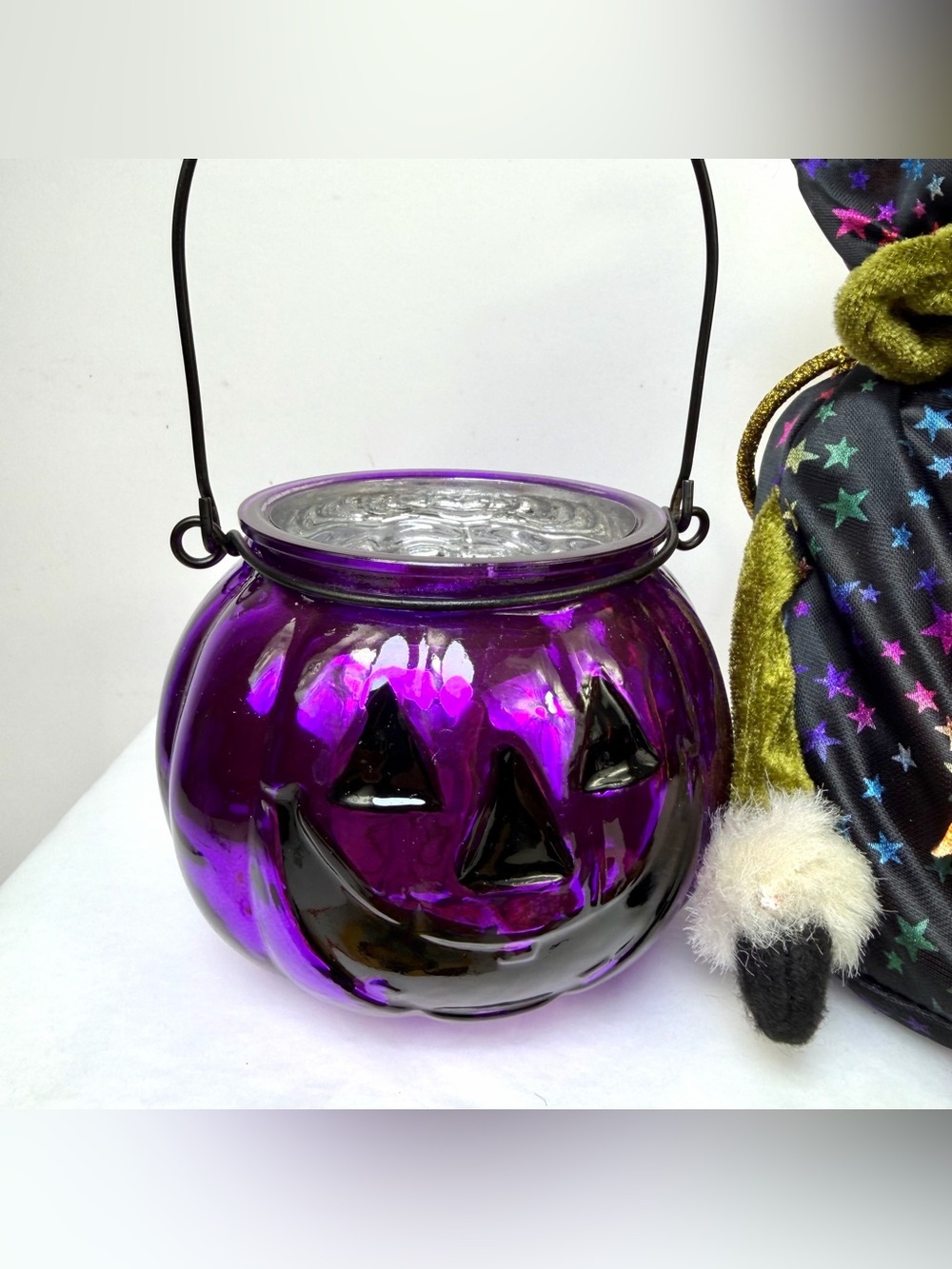 Halloween Decor Lot 9 Pc Glitter Pumpkin Witch Cat Boyds Bear Shelf Sitter + - Picture 4 of 9